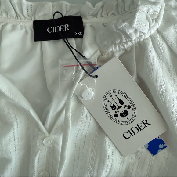 CIDER NWT White Ruffle Vintage Style Cotton Dress With Lining Boho - Picture 4 of 11